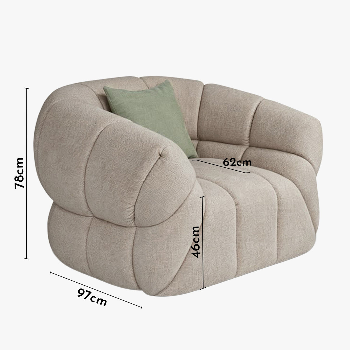 SIENA Fauteuil en tissu taupe - Fauteuils - Mobilier Deco