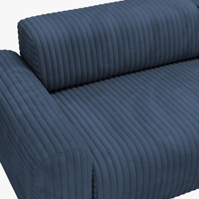 SOFIA Canapé d'angle en velours gros côtelé bleu - Angle droit