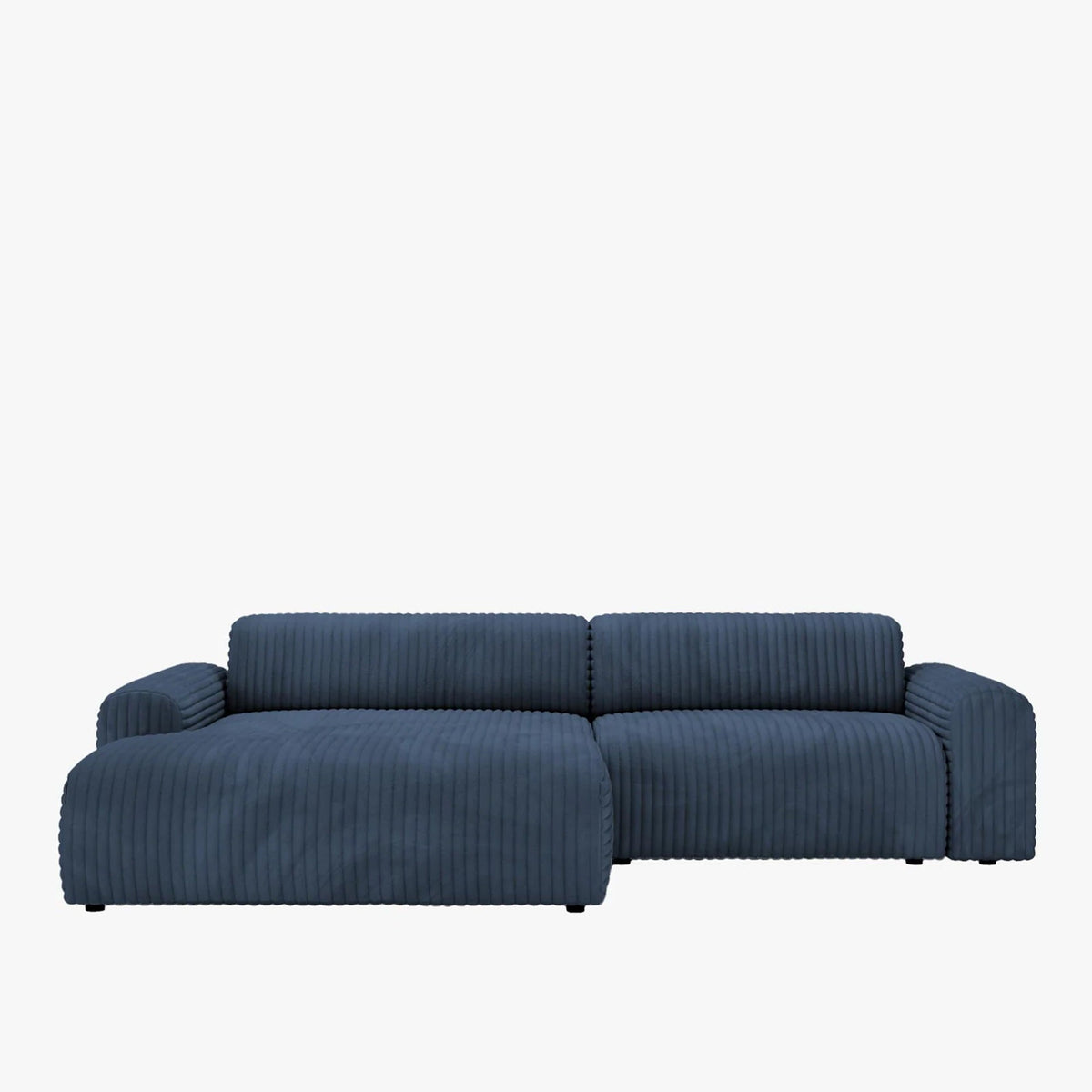 SOFIA Canapé d'angle en velours gros côtelé bleu - Angle gauche - Canapés d'angle - Mobilier Deco