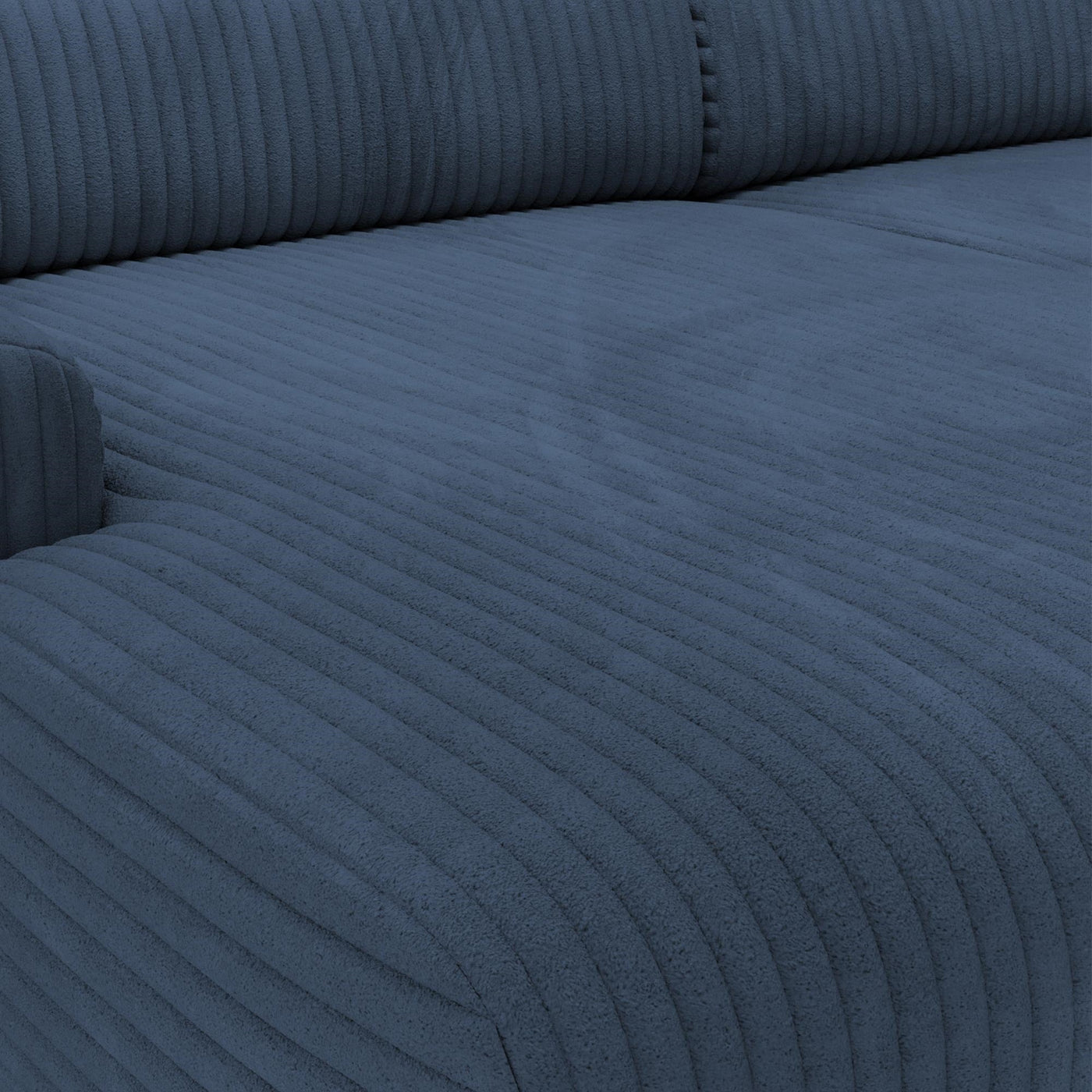 SOFIA Canapé d'angle en velours gros côtelé bleu - Angle gauche - Canapés d'angle - Mobilier Deco