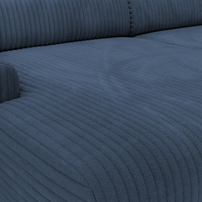 SOFIA Canapé d'angle en velours gros côtelé bleu - Angle gauche