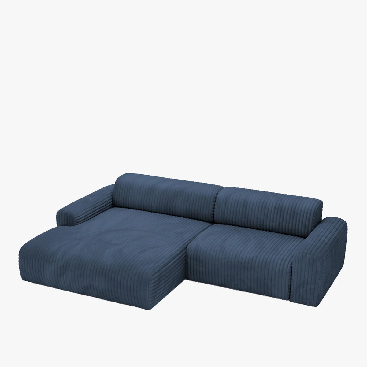 SOFIA Canapé d'angle en velours gros côtelé bleu - Angle gauche - Canapés d'angle - Mobilier Deco
