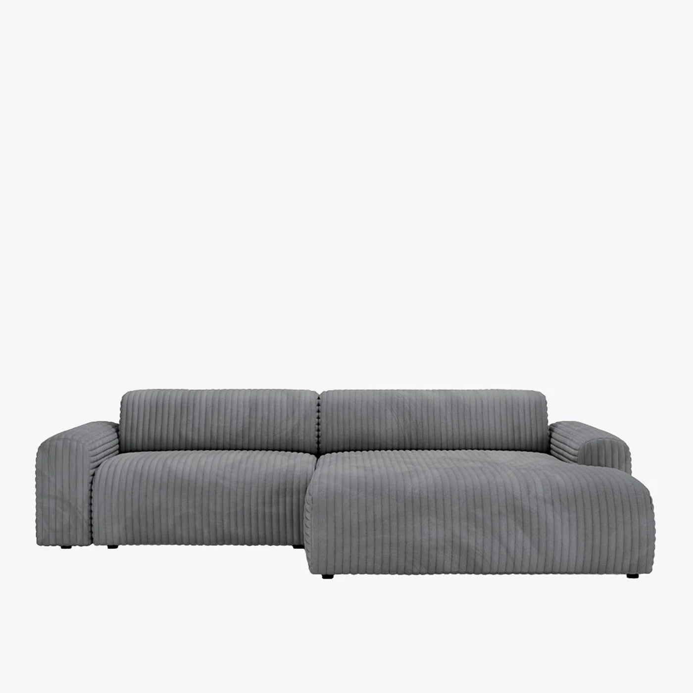 SOFIA Canapé d'angle en velours gros côtelé gris foncé - Angle droit - Canapés d'angle - Mobilier Deco