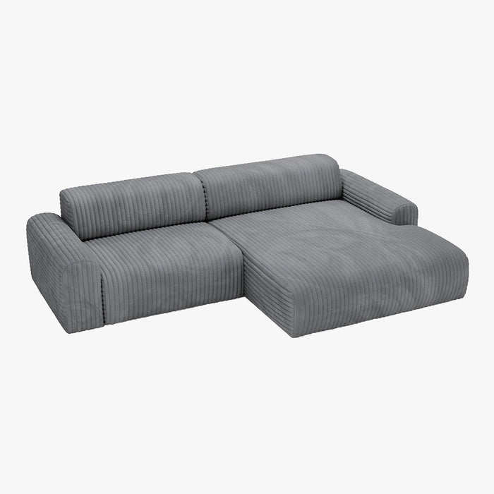 SOFIA Canapé d'angle en velours gros côtelé gris foncé - Angle droit