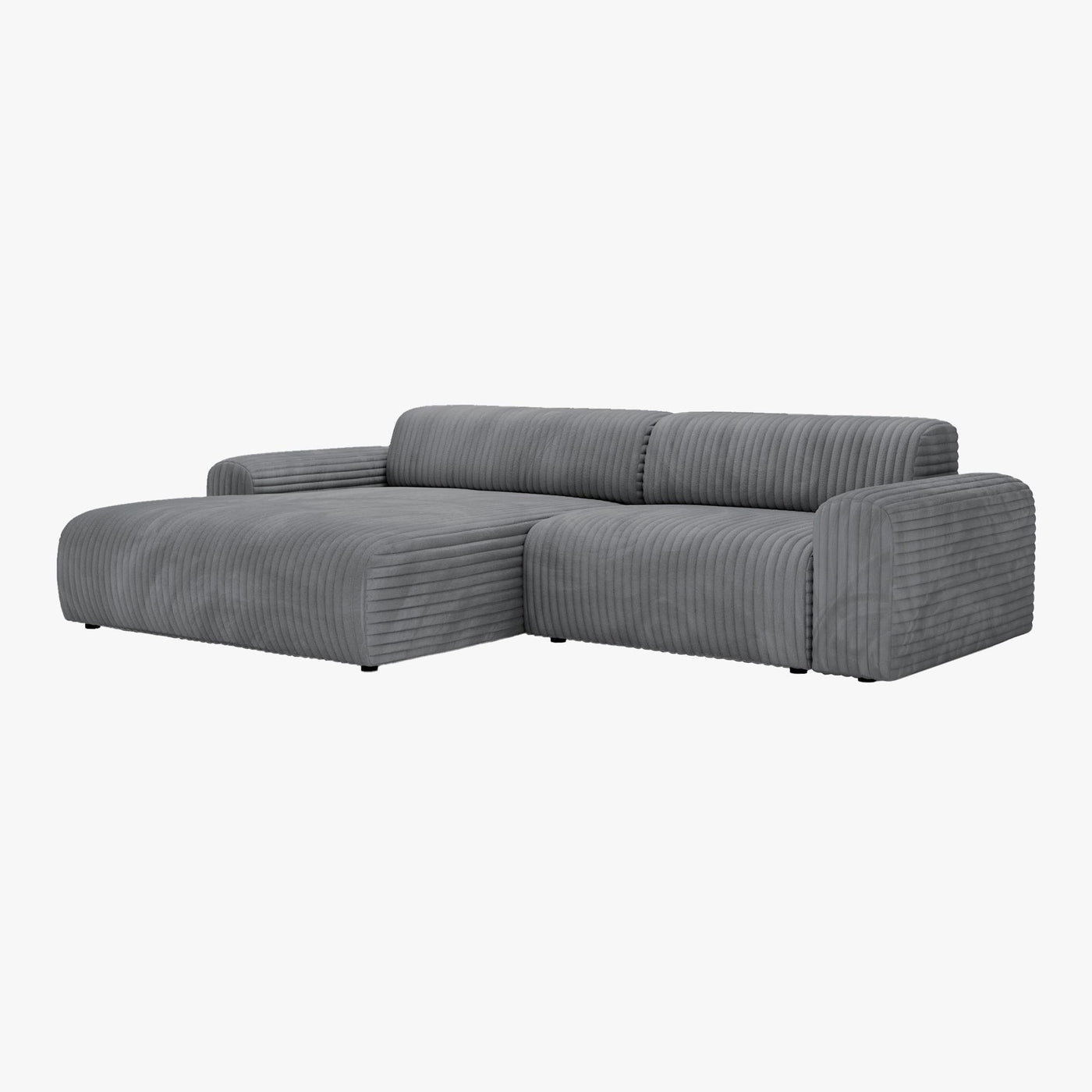 SOFIA Canapé d'angle en velours gros côtelé gris foncé - Angle gauche - Canapés d'angle - Mobilier Deco