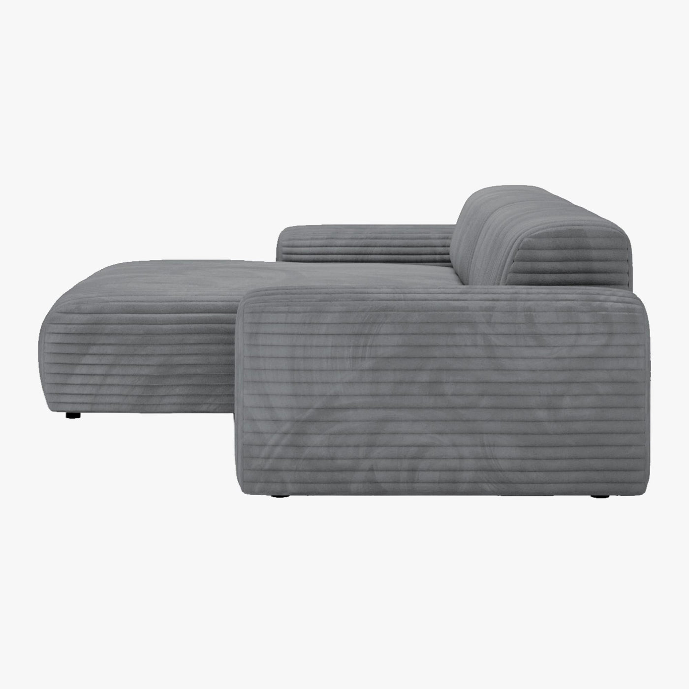SOFIA Canapé d'angle en velours gros côtelé gris foncé - Angle gauche - Canapés d'angle - Mobilier Deco