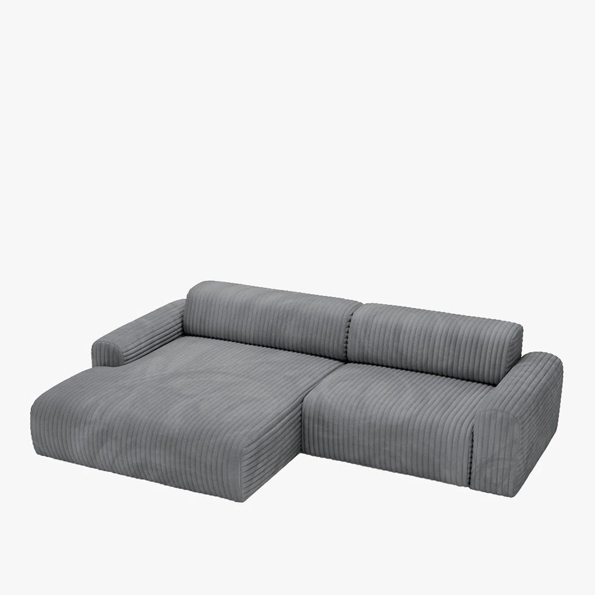 SOFIA Canapé d'angle en velours gros côtelé gris foncé - Angle gauche - Canapés d'angle - Mobilier Deco