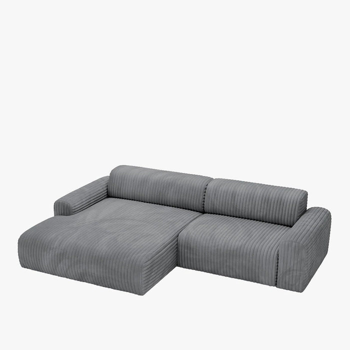 SOFIA Canapé d'angle en velours gros côtelé gris foncé - Angle gauche – Canapés d'angle – vue 2