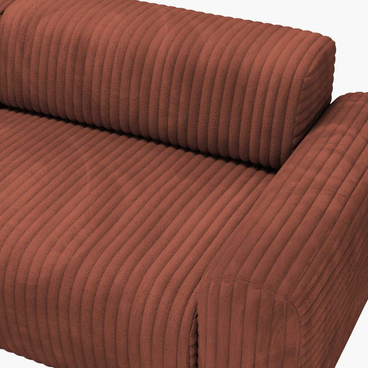 SOFIA Canapé d'angle en velours gros côtelé terracotta - Angle gauche - Canapés d'angle - Mobilier Deco