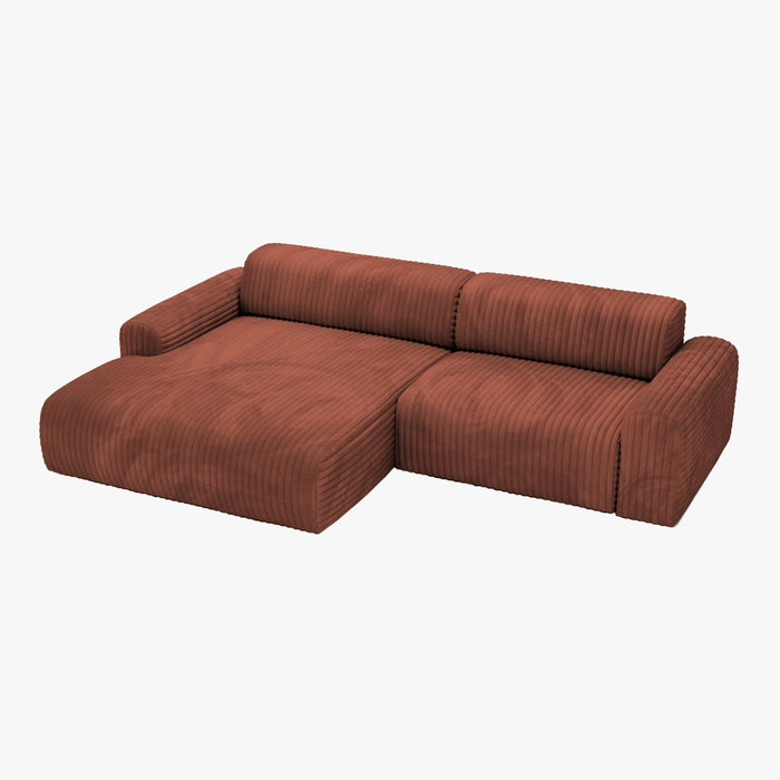 SOFIA Canapé d'angle en velours gros côtelé terracotta - Angle gauche