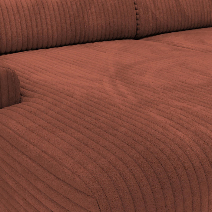 SOFIA Canapé d'angle en velours gros côtelé terracotta - Angle gauche