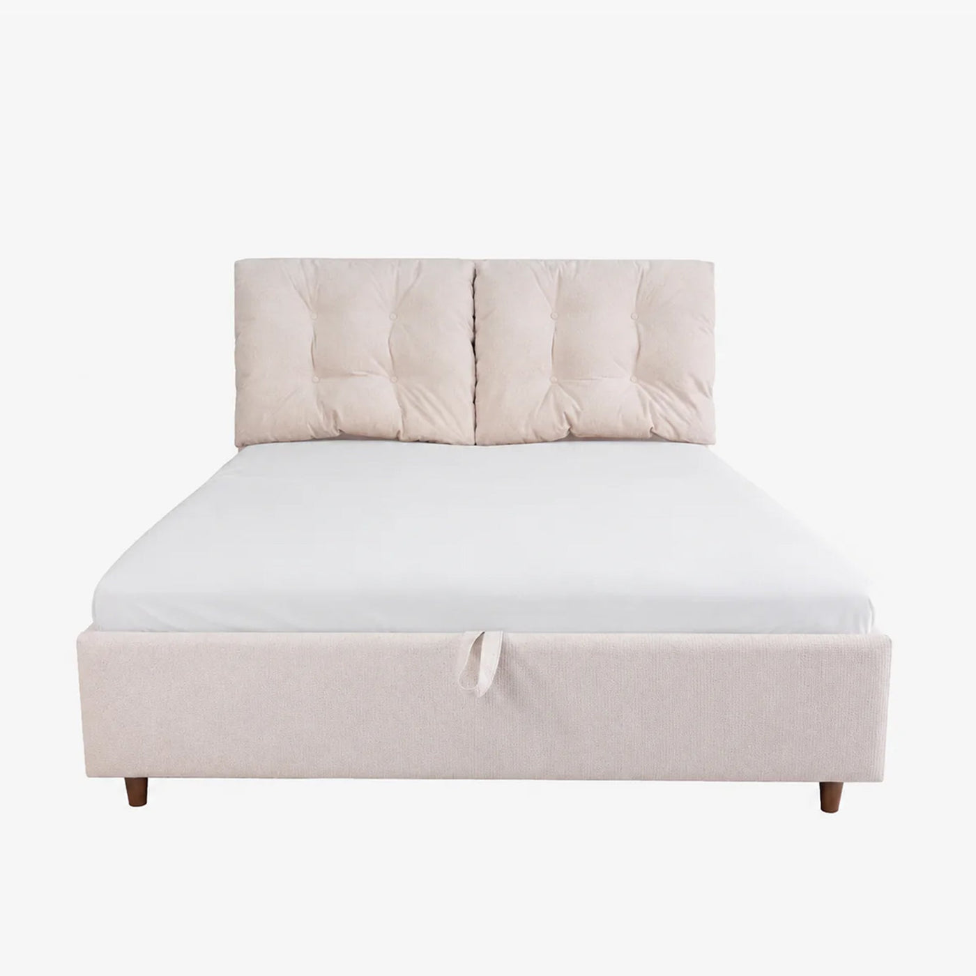 SORA Lit double en tissu beige avec coffre 160x200 cm - Lits - Mobilier Deco