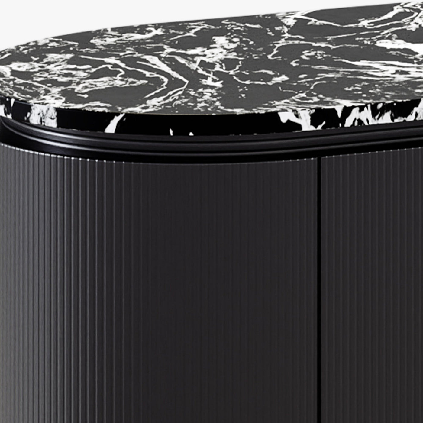 SORAN Meuble TV 3 portes plateau en marbre d'ingénierie noir et blanc - Meuble TV - Mobilier Deco