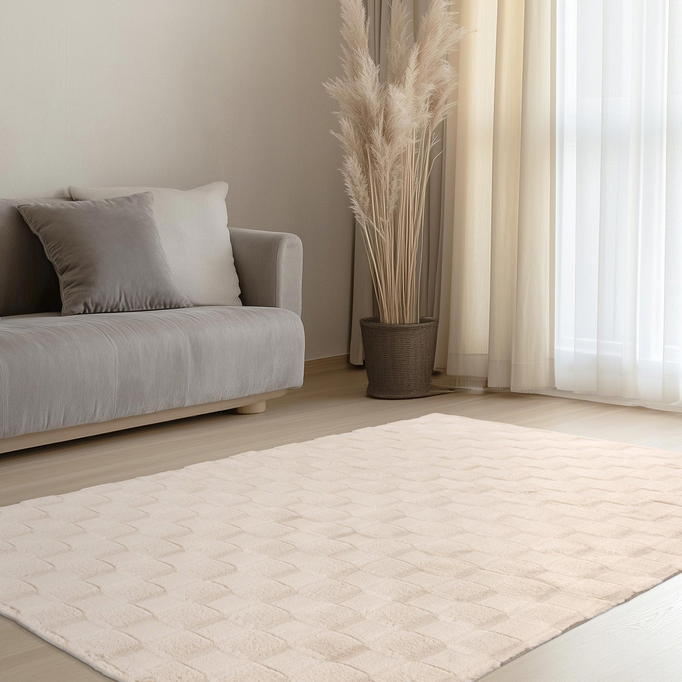 SOUL Tapis tissu doux à motif en relief beige - 160x230 cm