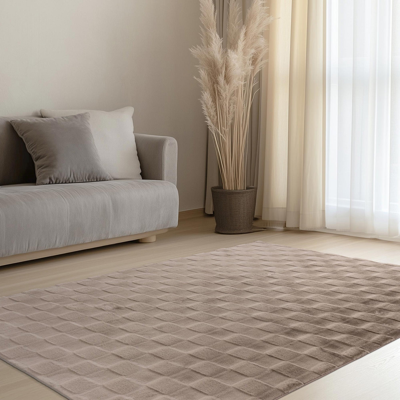 SOUL Tapis tissu doux à motif en relief taupe - 160x230 cm