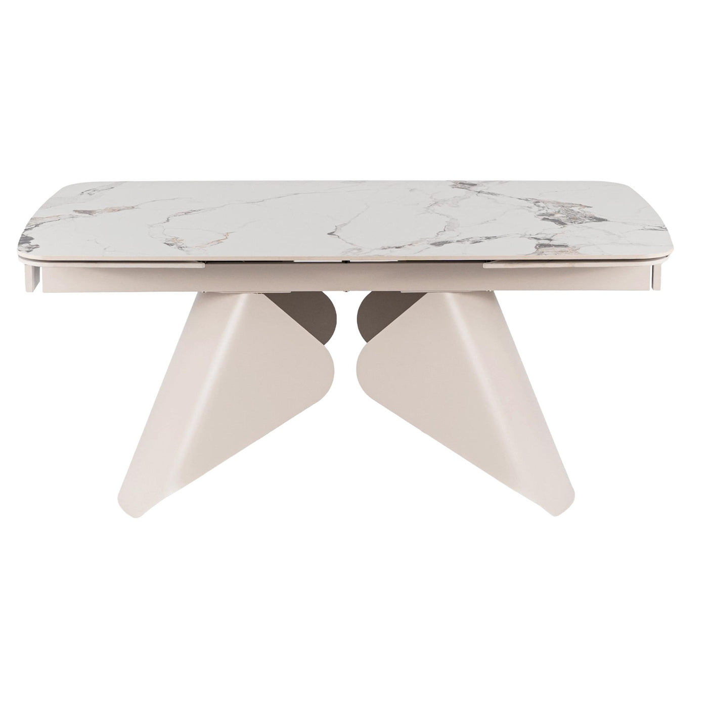 STACY Table à manger extensible en céramique couleur marbre blanc pieds en métal 160-240 cm - Table à manger - Mobilier Deco