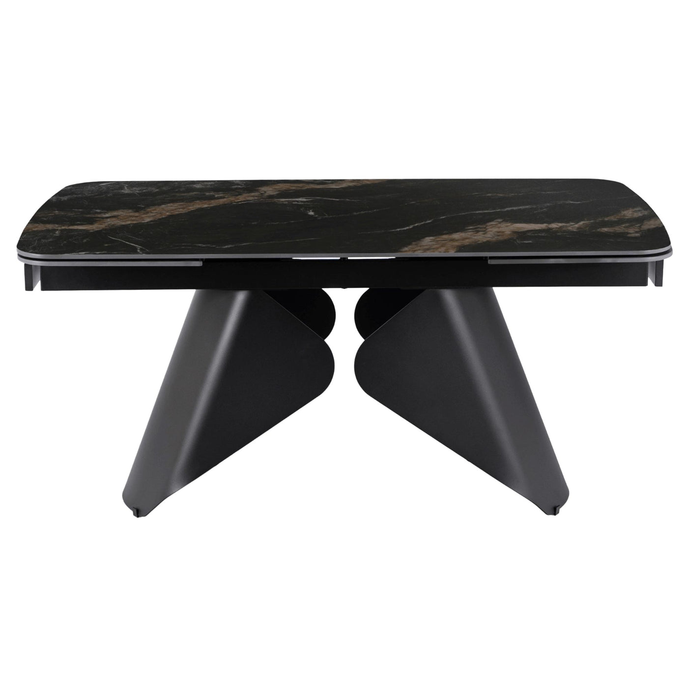 STACY Table à manger extensible en céramique couleur marbre noir pieds en métal 160-240 cm - Table à manger - Mobilier Deco