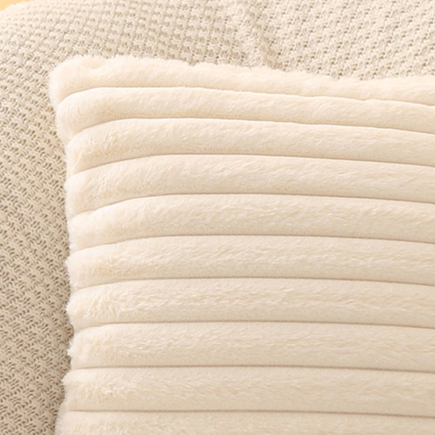 STANLY Coussin carré en tissu côtelé beige 43x43 cm - Coussins - Mobilier Deco
