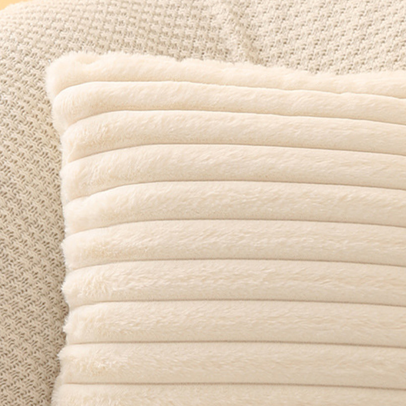 STANLY Coussin carré en tissu côtelé beige 43x43 cm