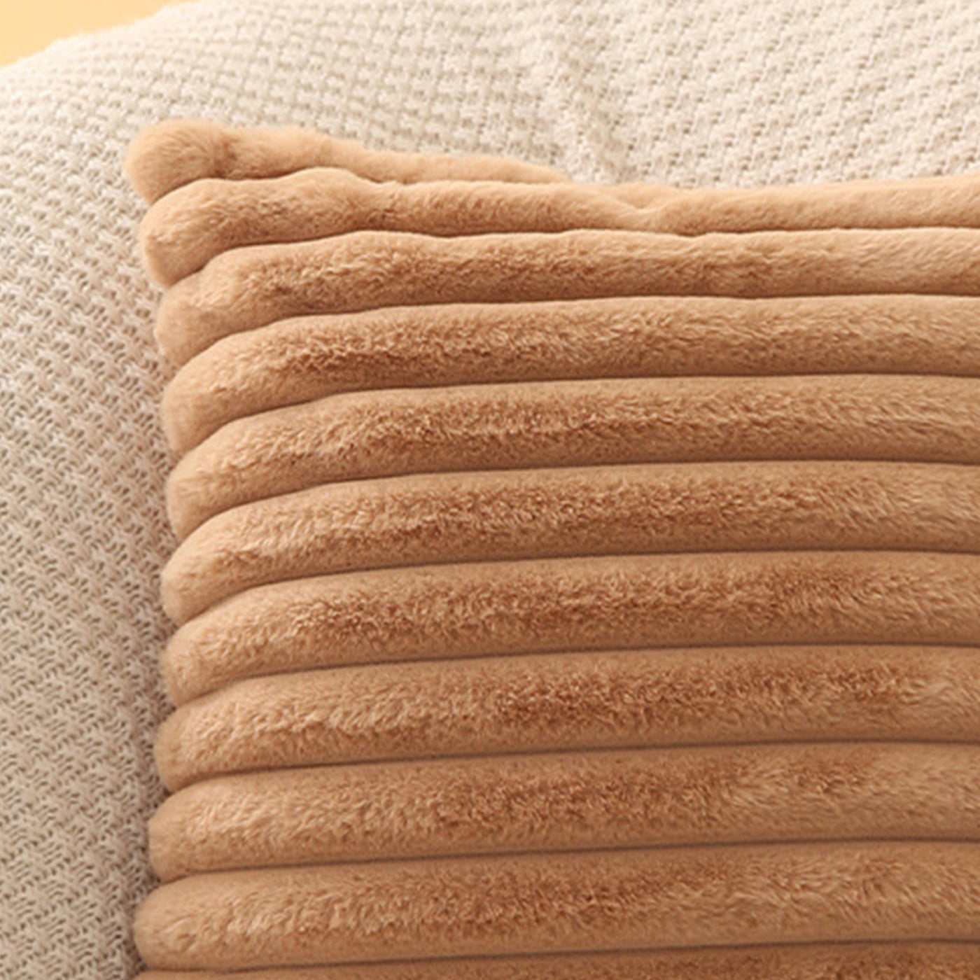 STANLY Coussin carré en tissu côtelé camel 43x43 cm