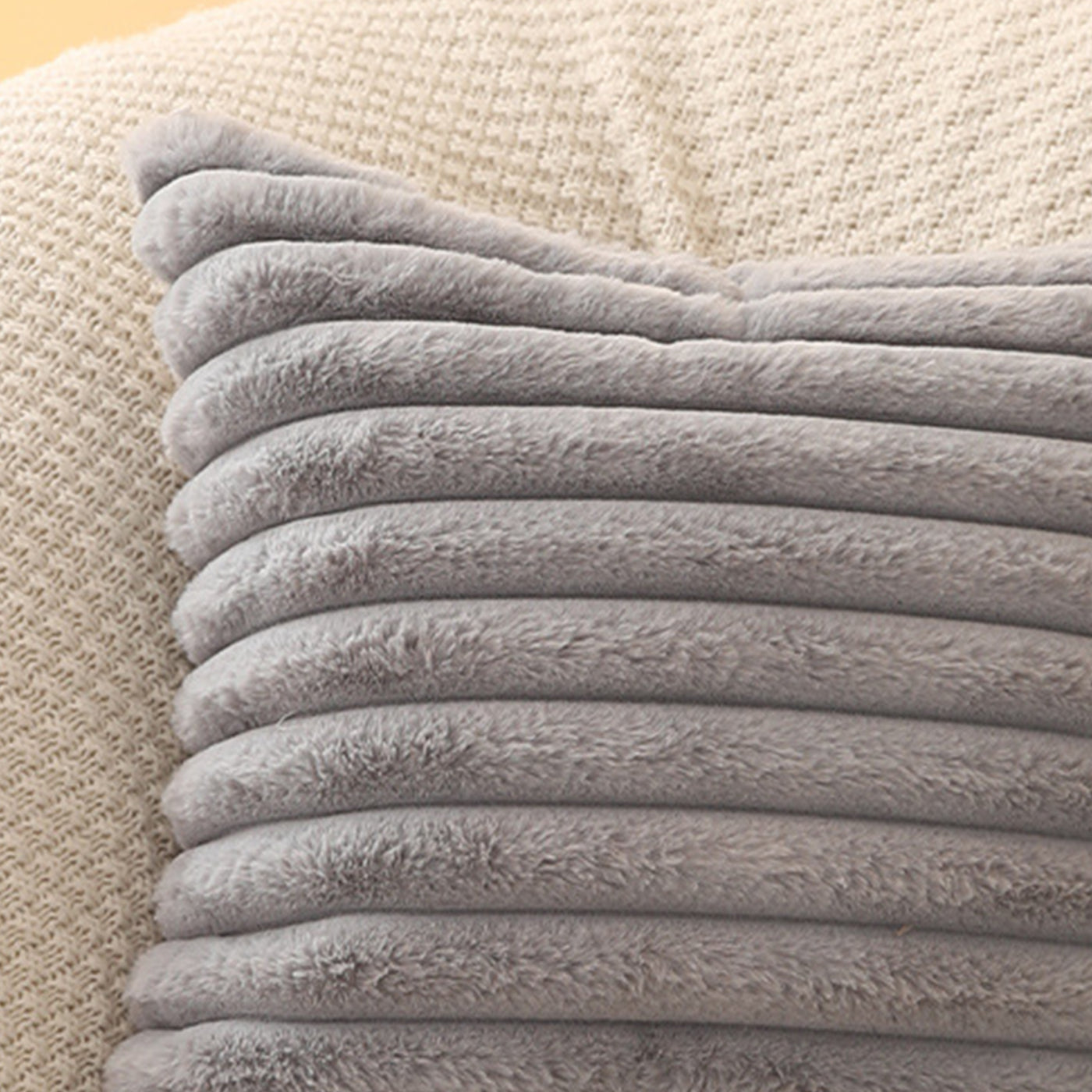 STANLY Coussin carré en tissu côtelé gris 43x43 cm