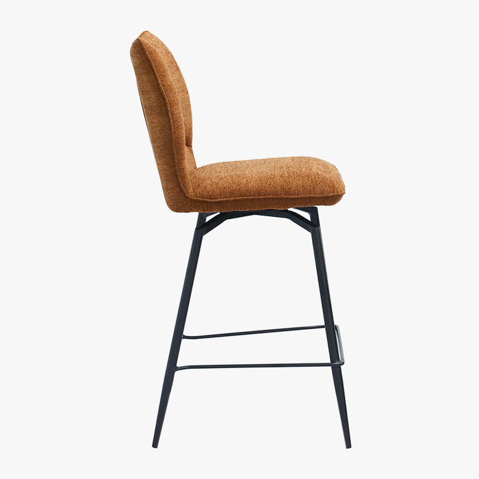STELA Lot de 2 tabourets pivotants en tissu rouille piètement métal noir