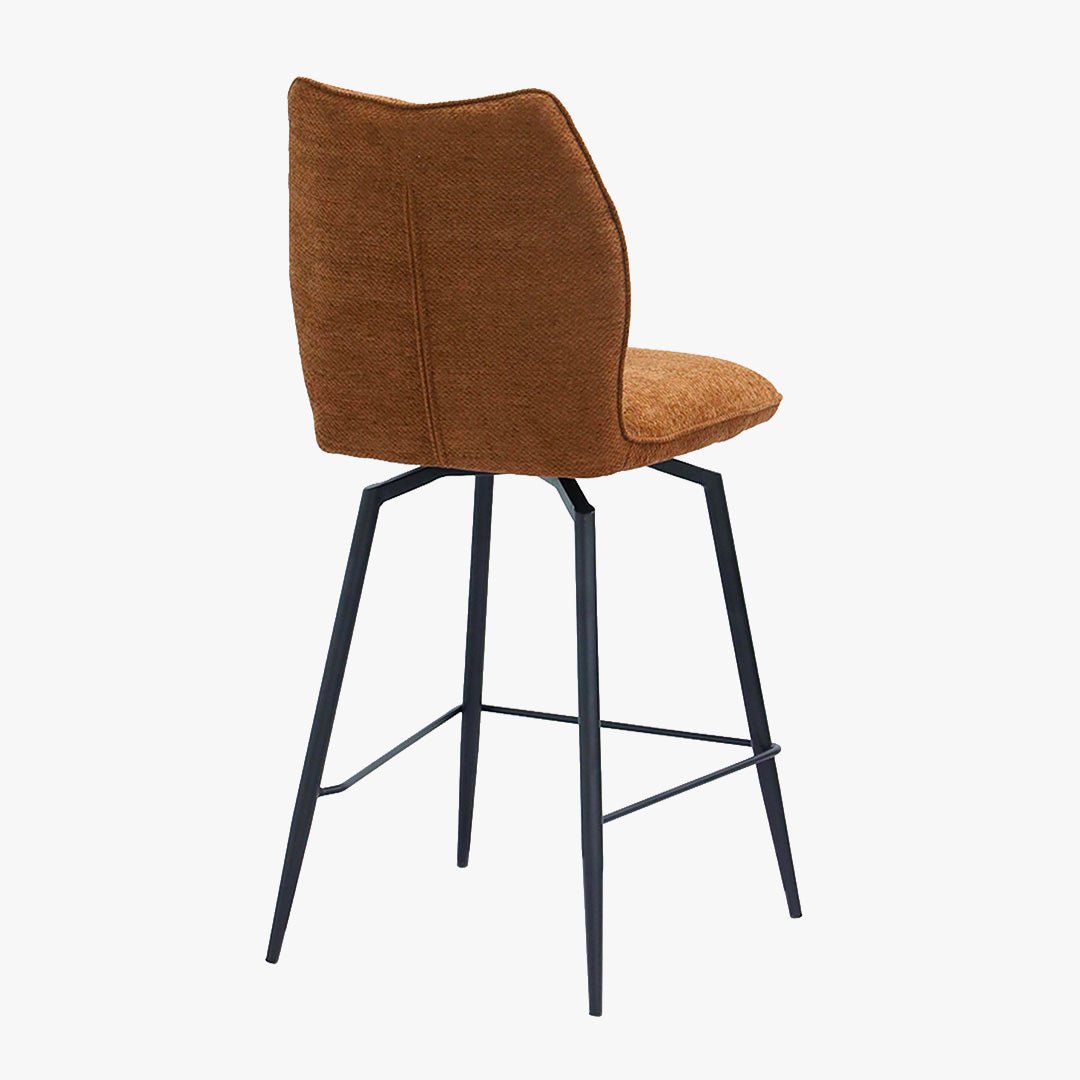 STELA Lot de 2 tabourets pivotants en tissu rouille piètement métal noir - Tabourets - Mobilier Deco