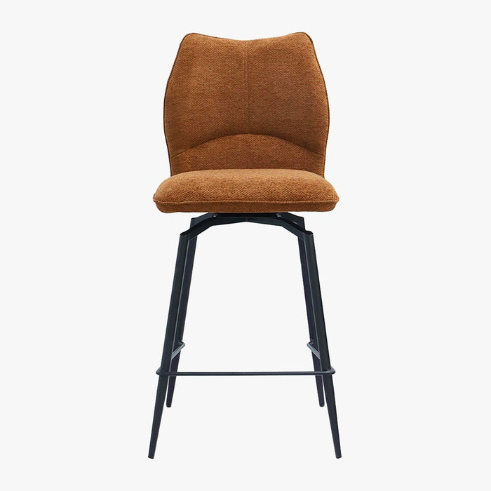 STELA Lot de 2 tabourets pivotants en tissu rouille piètement métal noir
