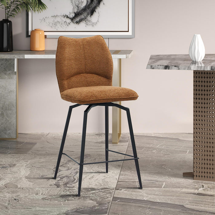 STELA Lot de 2 tabourets pivotants en tissu rouille piètement métal noir