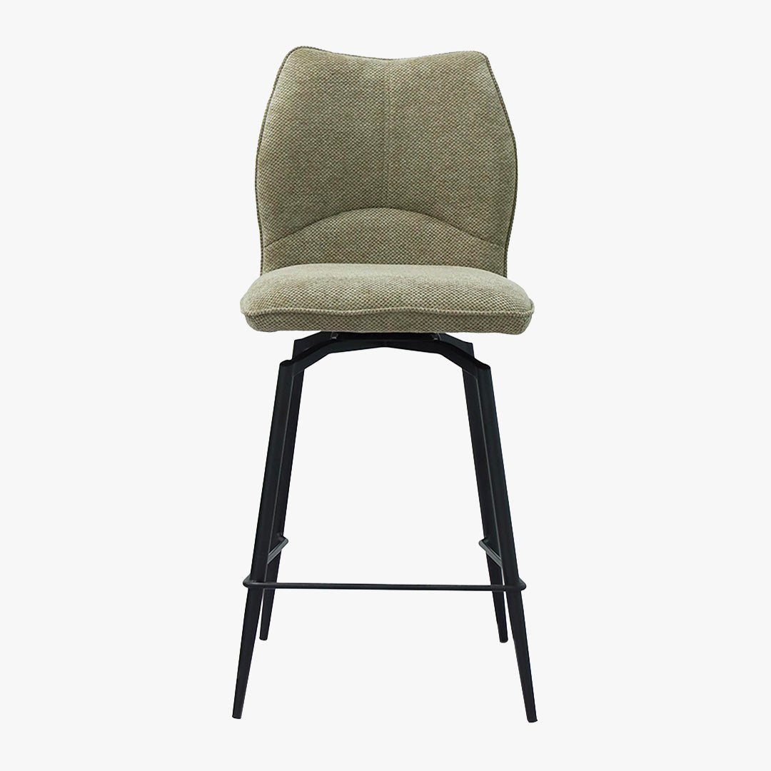 STELA Lot de 2 tabourets pivotants en tissu taupe piètement métal noir - Tabourets - Mobilier Deco