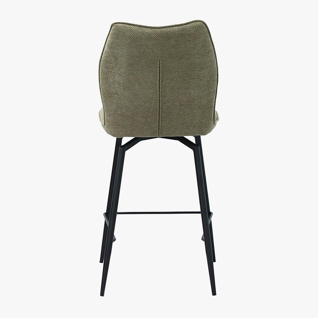 STELA Lot de 2 tabourets pivotants en tissu taupe piètement métal noir - Tabourets - Mobilier Deco