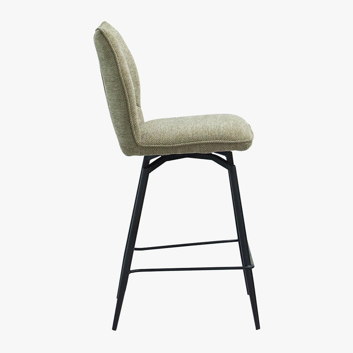 STELA Lot de 2 tabourets pivotants en tissu taupe piètement métal noir