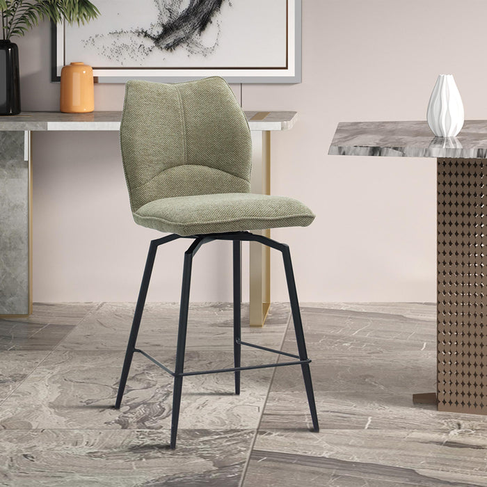 STELA Lot de 2 tabourets pivotants en tissu taupe piètement métal noir