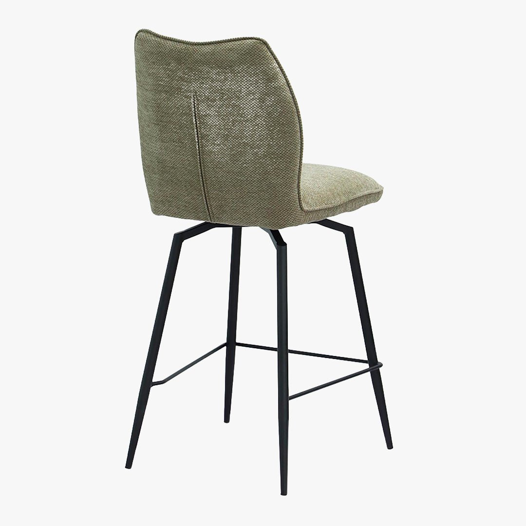 STELA Lot de 2 tabourets pivotants en tissu taupe piètement métal noir - Tabourets - Mobilier Deco
