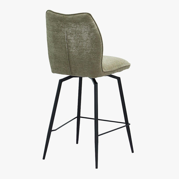 STELA Lot de 2 tabourets pivotants en tissu taupe piètement métal noir