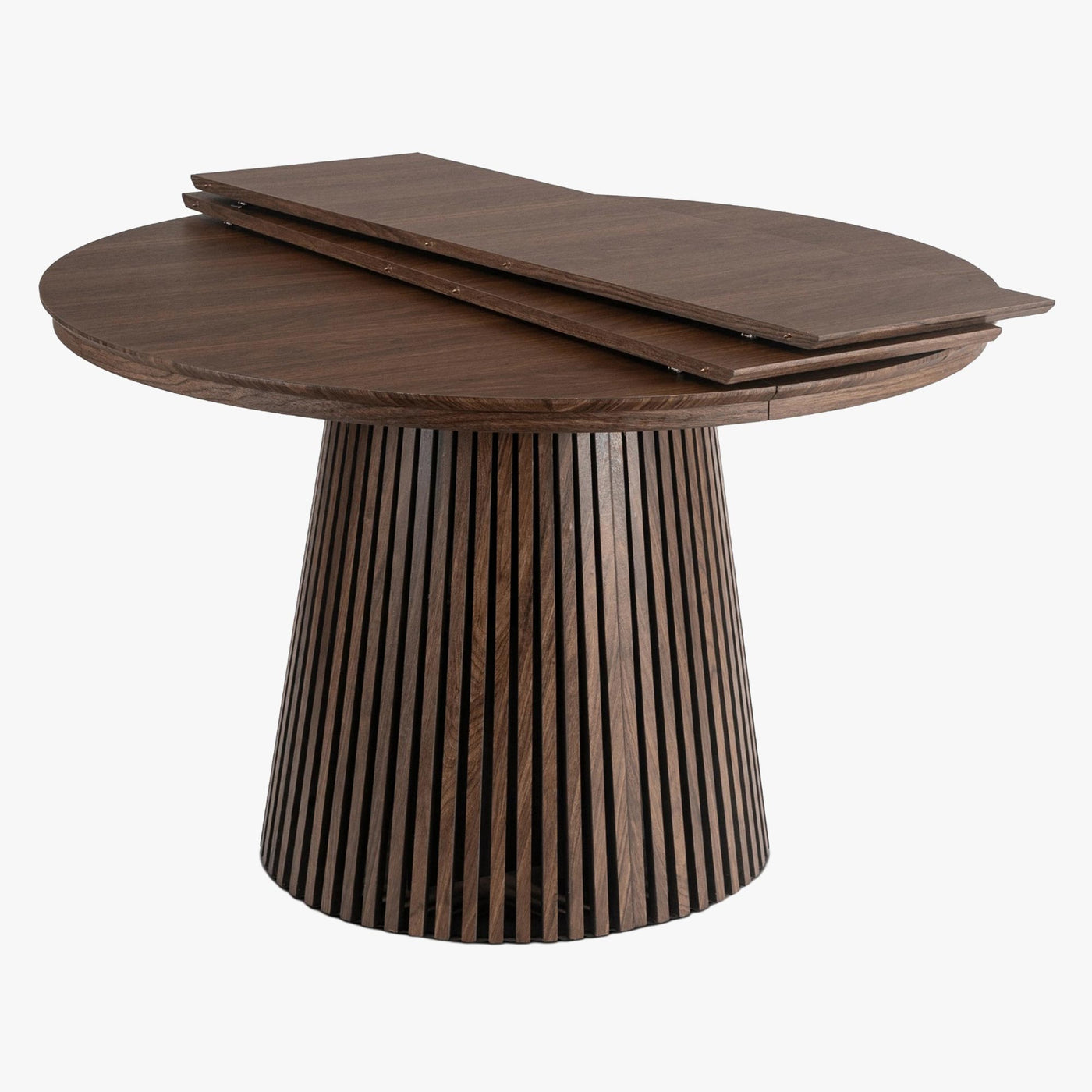 table à manger ronde extensible en MDF, de 120 à 200 cm couleur bois foncé