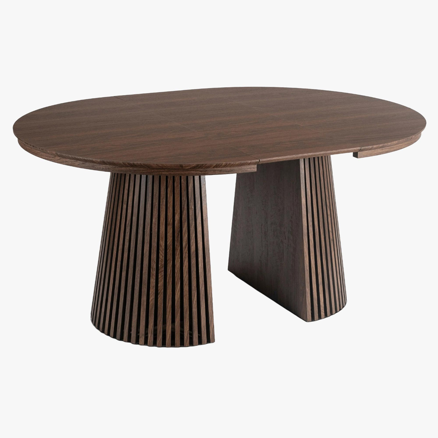 table à manger ronde extensible en MDF, de 120 à 200 cm couleur bois foncé