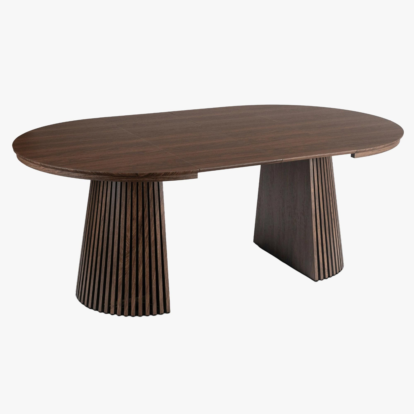 table à manger ronde extensible en MDF, de 120 à 200 cm couleur bois foncé