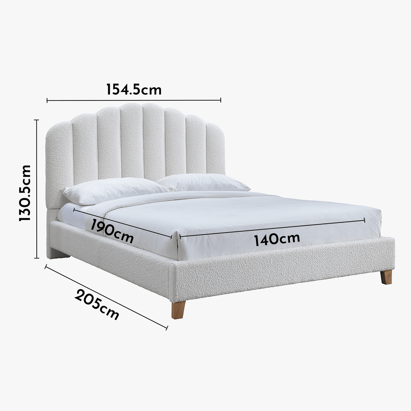 SULIA Lit double effet peau de mouton écru 140x190 cm - Lits - Mobilier Deco