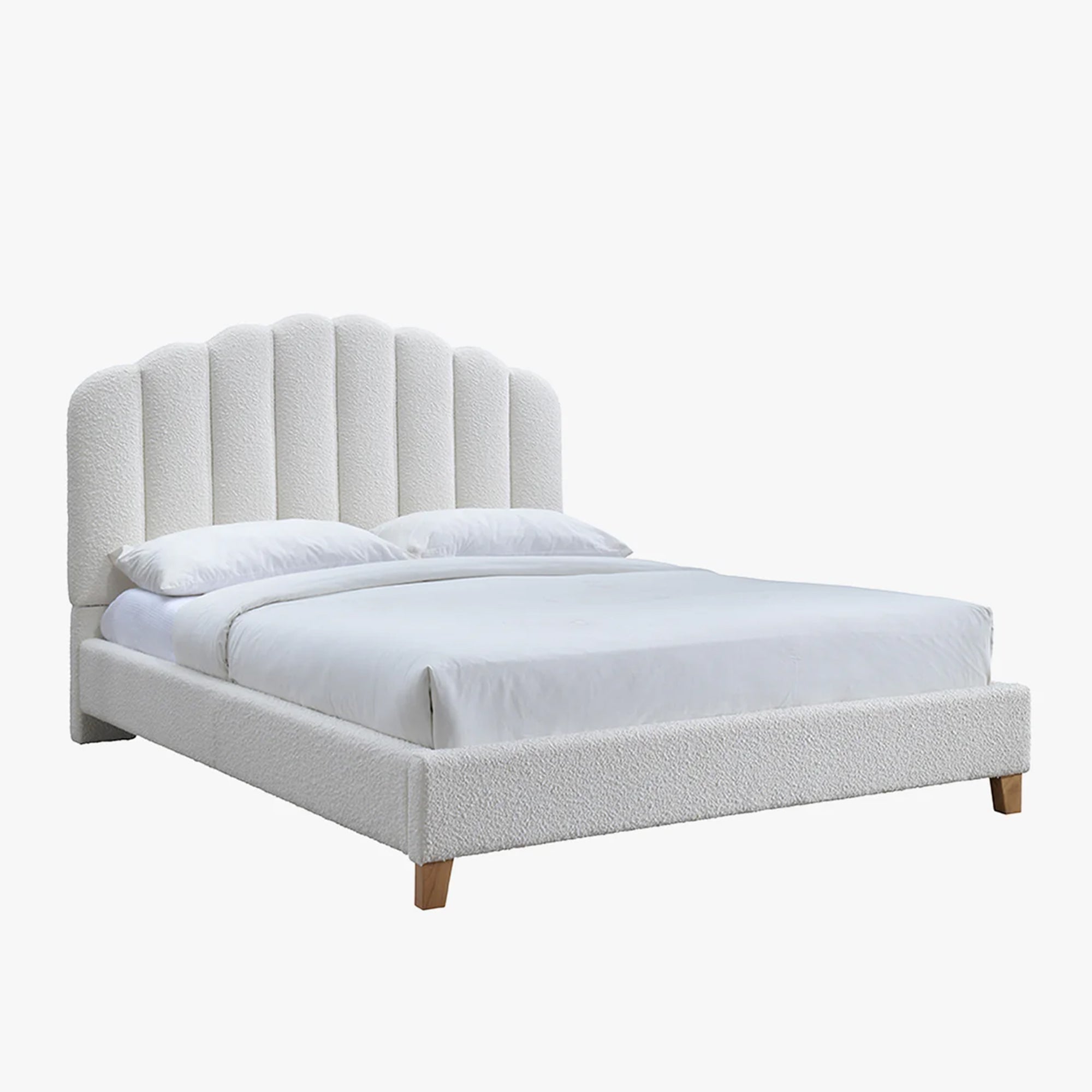 SULIA Lit double effet peau de mouton écru 140x190 cm - Lits - Mobilier Deco