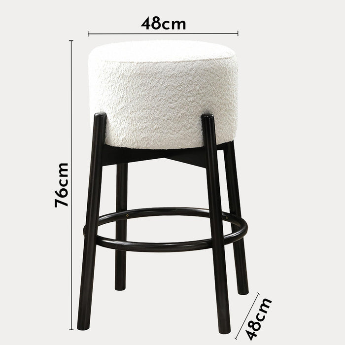 SULLY Lot de 2 tabourets effet peau de mouton blanc et bois noir