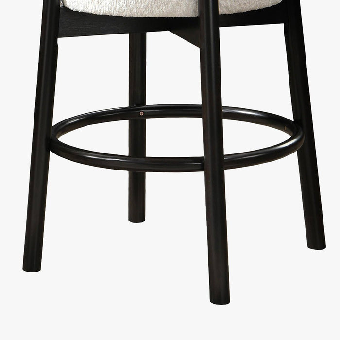 SULLY Lot de 2 tabourets effet peau de mouton blanc et bois noir