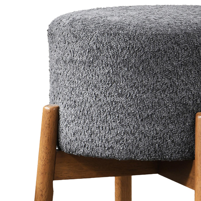 SULLY Lot de 2 tabourets effet peau de mouton gris foncé et bois clair