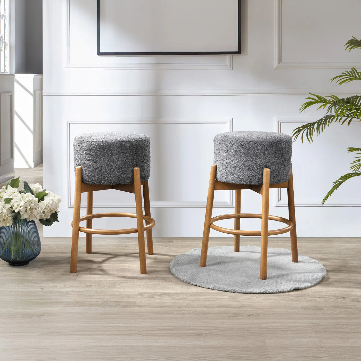 SULLY – Lots de 2 tabourets en tissu bouclette