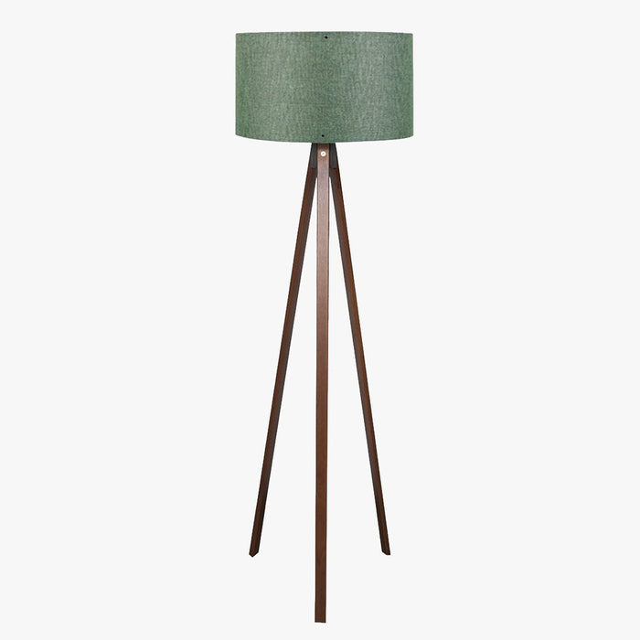 SYMO Lampe sur pieds avec abat jour en PVC vert pieds couleur bois foncé