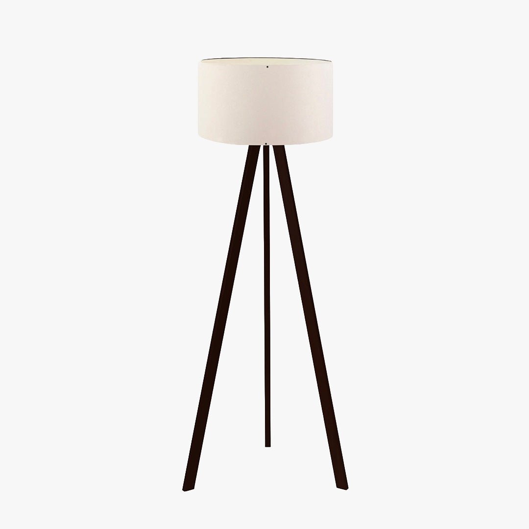 SYMO Lampe sur pieds avec abat jour en tissu blanc pieds noir - Luminaires - Mobilier Deco