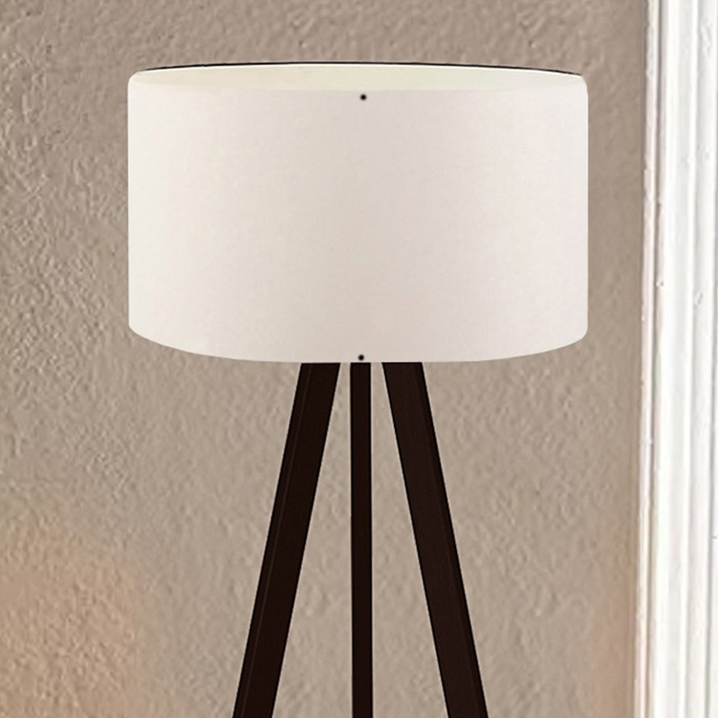 SYMO Lampe sur pieds avec abat jour en tissu blanc pieds noir - Luminaires - Mobilier Deco