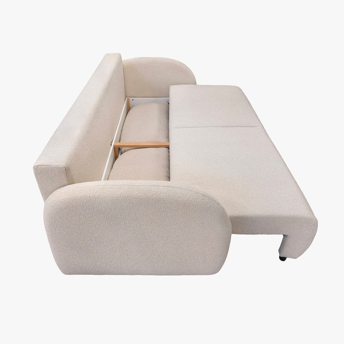 SYNA Canapé 3 places convertible en tissu bouclette beige