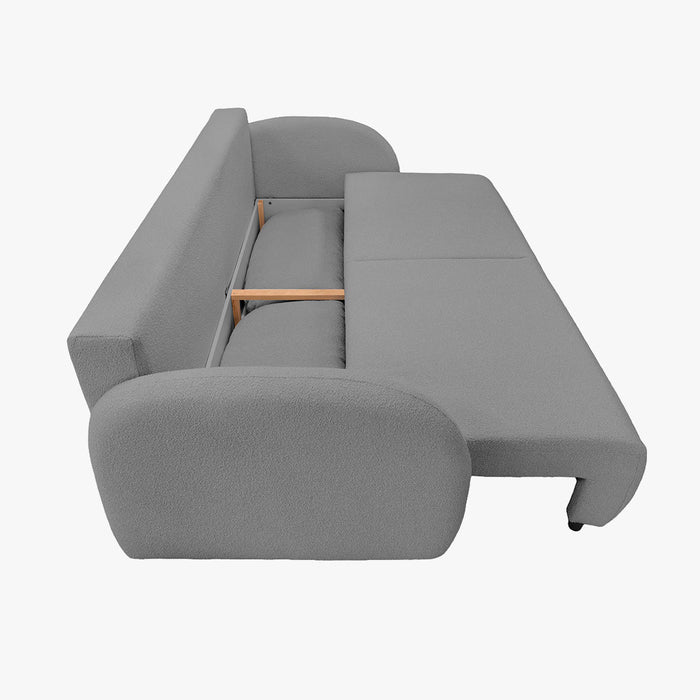 SYNA Canapé 3 places convertible en tissu bouclette gris