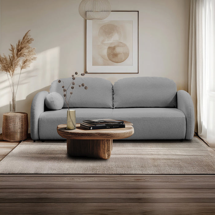 SYNA Canapé 3 places convertible en tissu bouclette gris